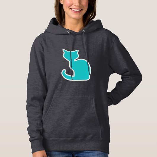 Blauwgroen kat hoodie (Voorkant)