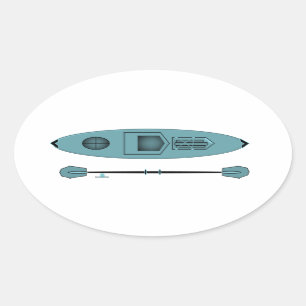 Blauwgroen Kayak Oval Sticker
