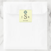 Blauwgroen Keltische Eternity Knot Monogram Sticke Vierkante Sticker (Tas)