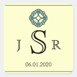 Blauwgroen Keltische Eternity Knot Monogram Sticke Vierkante Sticker