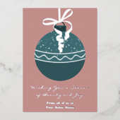 Blauwgroen kerstboom Bauble Folie vakantie Kaart (Voorkant)