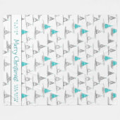 Blauwgroen kerstboompatroon#5 ID1009 Fleece Deken (Voorkant (Horizontaal))