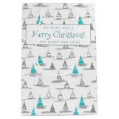 Blauwgroen kerstboompatroon#5 ID1009 Medium Cadeauzakje (Voorkant)