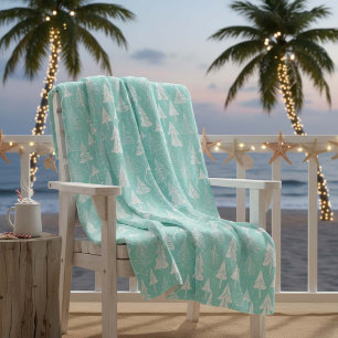 Blauwgroen kerstboompatroon#6 ID1009 Fleece Deken