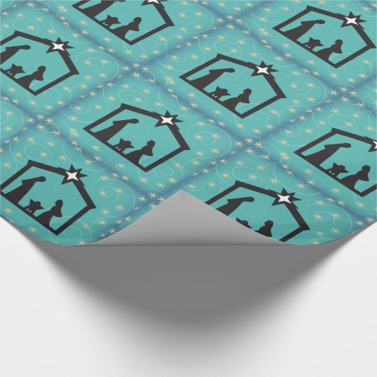 Blauwgroen kerstcadeaubon voor kerstmis cadeaupapier (Hoek)