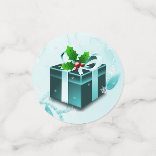 Blauwgroen kerstcadeautafel Confetti (Kleine voorkant)