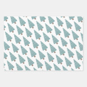 Blauwgroen kerstman en bomen inpakpapier vel (Voorkant 3)