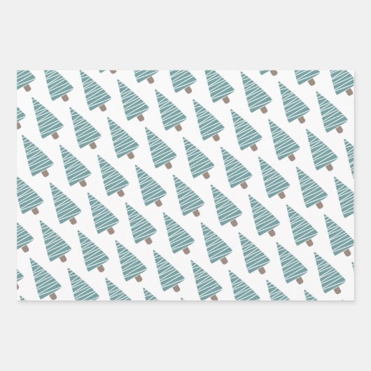 Blauwgroen kerstman en bomen inpakpapier vel (Voorkant 3)