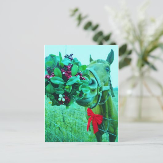 Blauwgroen kerstmannetje feestdagenkaart (Staand voorkant)