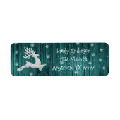 Blauwgroen kerstrendieradreslabel etiket (Voorkant)