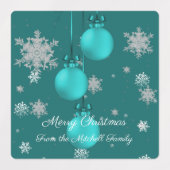 Blauwgroen kerstsierlabels labels (Design 2)