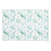 Blauwgroen kerstsmidsvlokken en rendieren kussensloop (Voorkant)