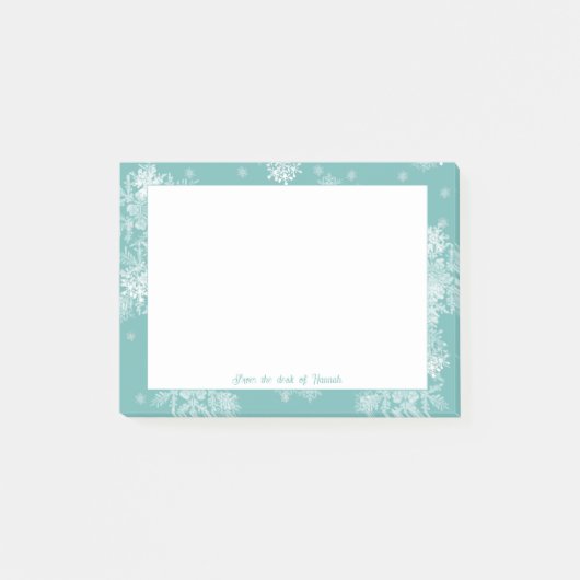 Blauwgroen kerstsnowflakes Aangepaste notities Post-it® Notes (Voorkant)