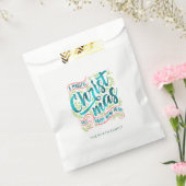 Blauwgroen  kersttypografie ID441 Bedankzakje (Gezegeld)