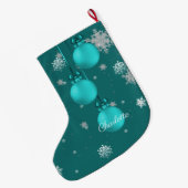 Blauwgroen kerstversiering grote kerstsok (Achterkant (Hangend))