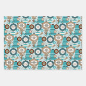 Blauwgroen kerstversieringen en kerstversieringen inpakpapier vel (Voorkant)