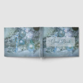 Blauwgroen kerstwintersierbomen gastenboek (Volledig)