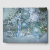 Blauwgroen kerstwintersierbomen gastenboek (Achterkant)