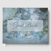 Blauwgroen kerstwintersierbomen gastenboek (Voorkant)