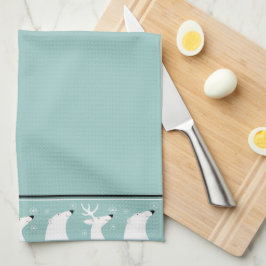 Blauwgroen keukenhanddoeken voor kerstkeuken