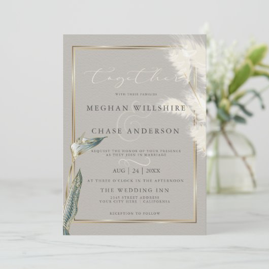 Blauwgroen kever Anthurium Pampas Grass Kaart (Staand voorkant)