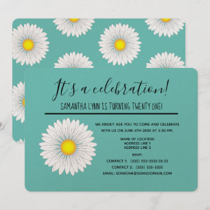 Blauwgroen  kleine Daisy 21st verjaardagsfeestje Kaart