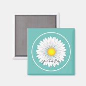 Blauwgroen  kleine Daisy Magneet (Voorkant / Achterkant)