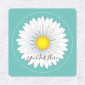 Blauwgroen  kleine Daisy Square Labels (Design 2)