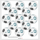 blauwgroen kleuren voor het zwarte voetbalteam 13 sticker (Vel)