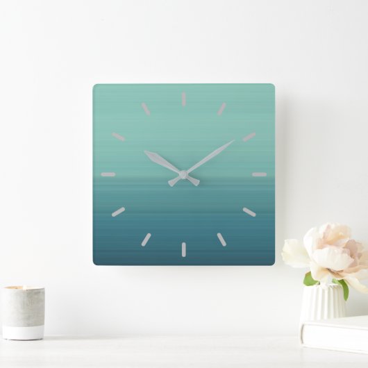 Blauwgroen kleurenschaduwen vierkante klok (Huis)