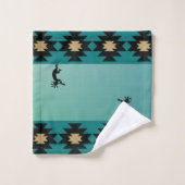 Blauwgroen Kokopelli Bath Towel Set Bad Handdoek (Wasdoekje)