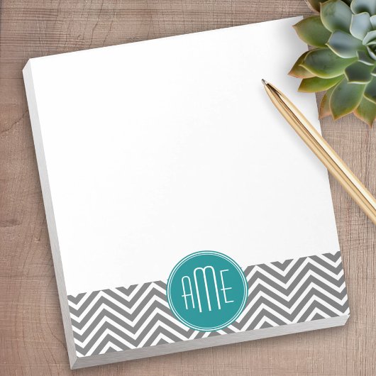 Blauwgroen Koolsteenkool - Aangepast monogram Notitieblok