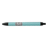 Blauwgroen Koolsteenkool - Aangepast monogram Zwarte Inkt Pen (Voorkant)