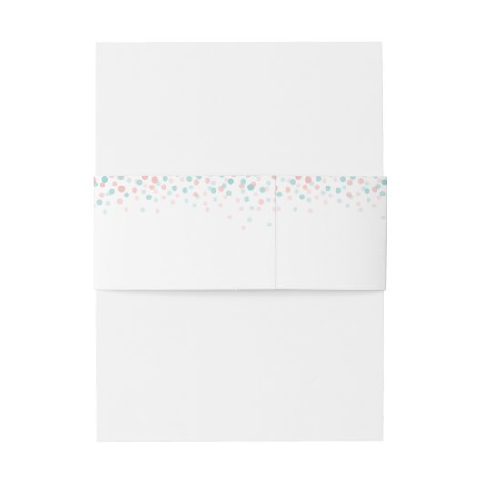 Blauwgroen koraal confetti stippen bruiloft aangep uitnodigingen wikkel (Achterkant Voorbeeld)