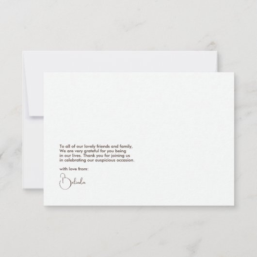 Blauwgroen, koraal en champagne bedankkaart (Achterkant)