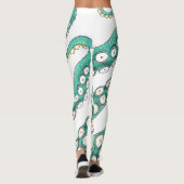 Blauwgroen Kraken Octopus Tentacles Ink Art Leggings (Achterkant)