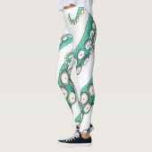 Blauwgroen Kraken Octopus Tentacles Ink Art Leggings (Links)