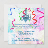 Blauwgroen kroonluchter Confetti vuurwerk New Year Kaart (Achterkant)