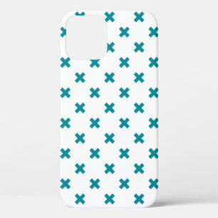 Blauwgroen kruisstiften op wit iPhone 12 hoesje