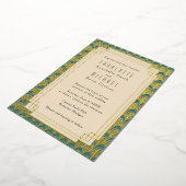 Blauwgroen Kunst Deco goud Folie Uitnodiging (Gedraaid)