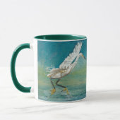 Blauwgroen kunst Egret Bird Ocean Mok (Links)