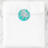 Blauwgroen kunst met blauwe ring ronde sticker (Tas)