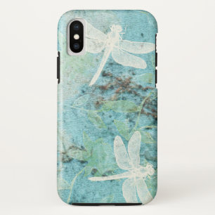 Blauwgroen kunst van Elegant Dragonflies iPhone X Hoesje