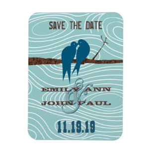 Blauwgroen Kute Kissende Tortelduifjes in een boom Magneet