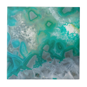 Blauwgroen kwartsgeode tegeltje