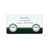 Blauwgroen label Dragonfly Embleem adres (Voorkant)