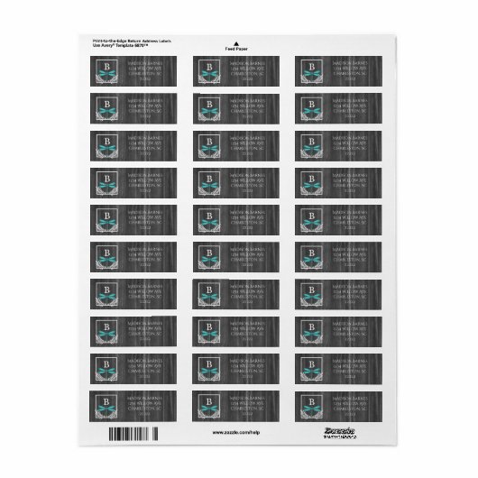 Blauwgroen label Dragonfly Rustisch (Full Sheet)