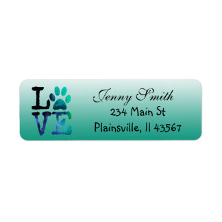 Blauwgroen label voor Striped Love Paw Print Retur