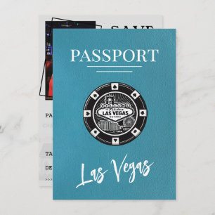 Blauwgroen Las Vegas Passport Bewaar de datum Save The Date