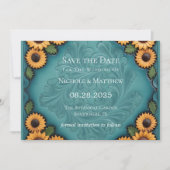 Blauwgroen lederen Gereedschap & Zonnebloemen Save Kaart (Voorkant)